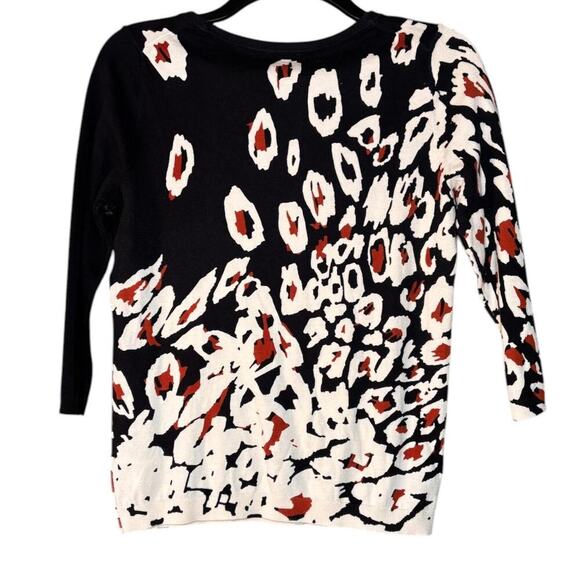 Talbots Animal Print Quarter Sleeve Sweater Corpcore workwear Black/White - Picture 1 of 5